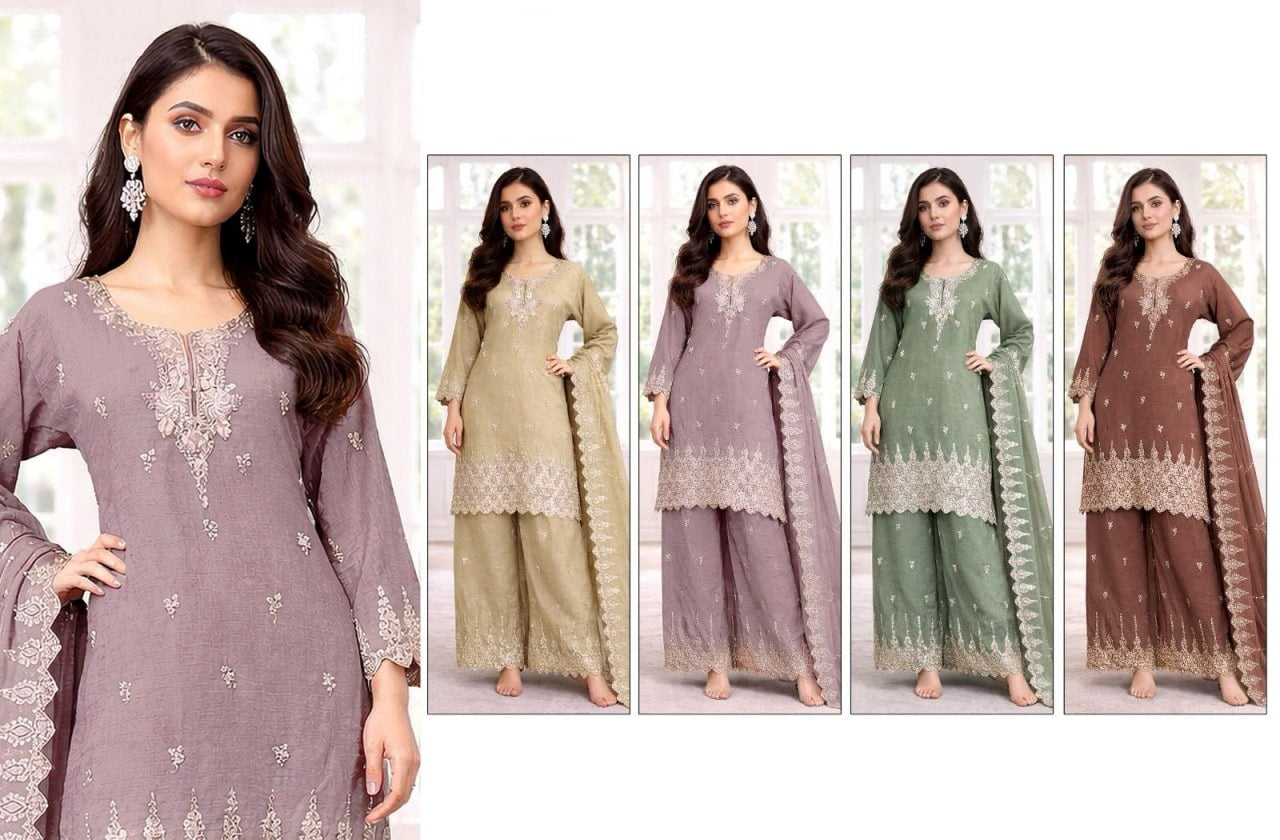 women’s heavy crunchy embroidered palazzo suit set with dupatta | beads & sequence work ethnic wear (xxl)