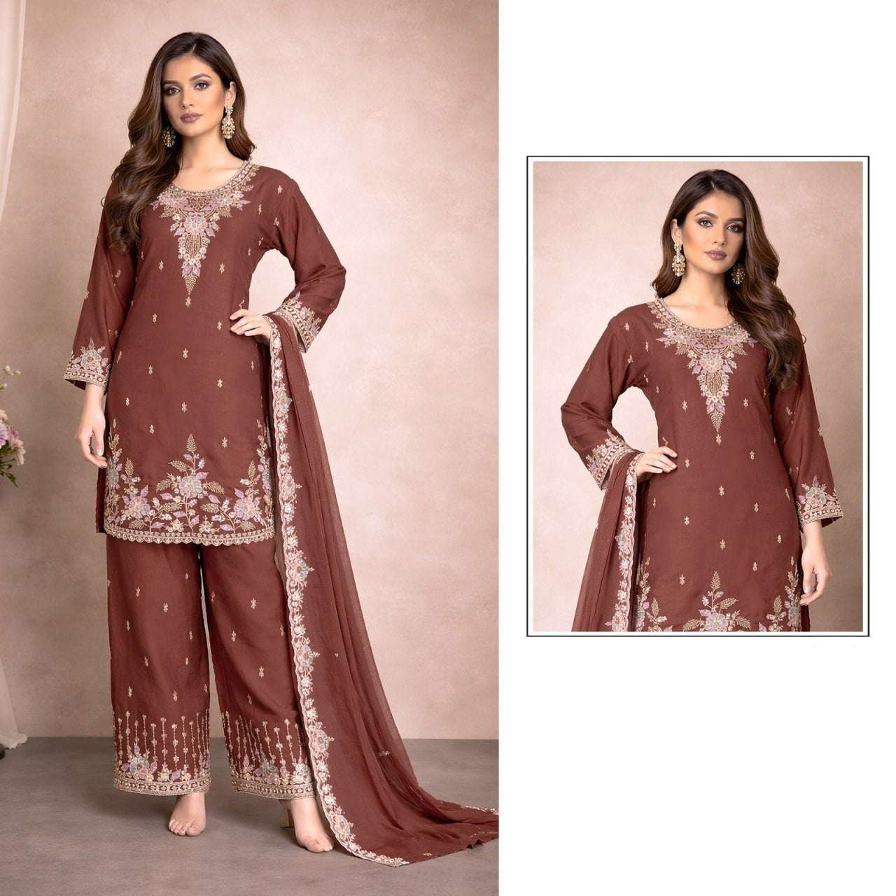 women’s heavy rangoli crush palazzo suit set with beads embroidery & dupatta | ready-made xxl ethnic wear fashion kreza