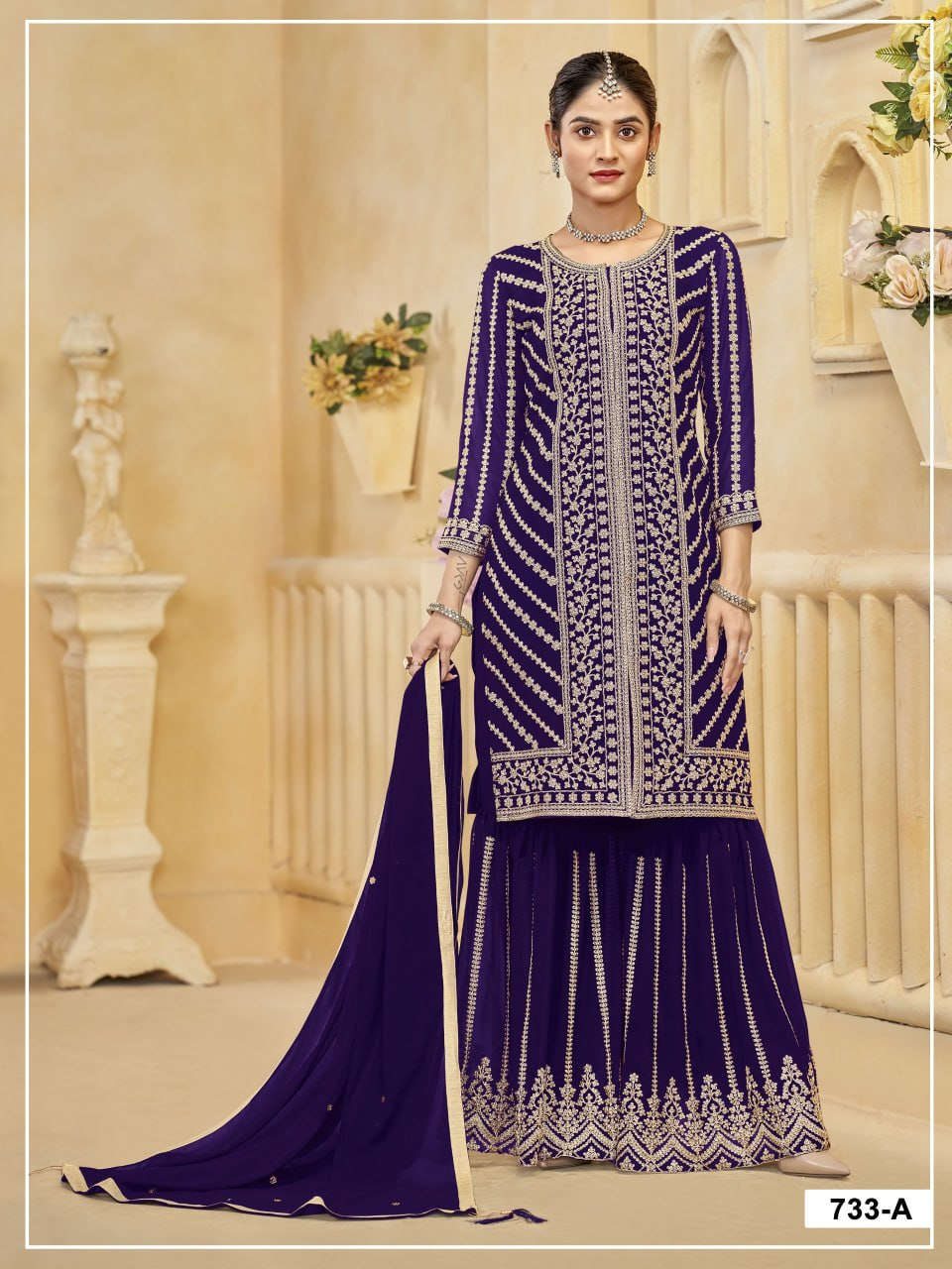 women’s semi-stitched blooming georgette suit material with cording zari & sequence work | designer dress material with dupatta fashion kreza