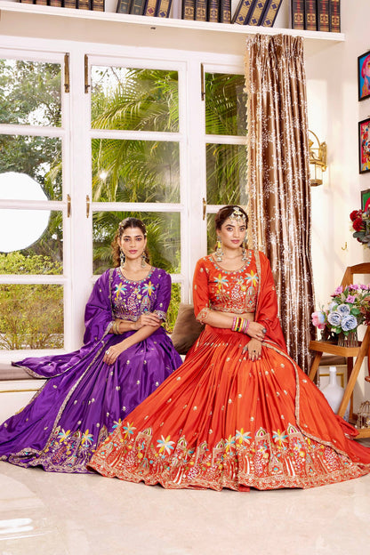 Women’s Wedding Pure Crepe Silk Lehenga Choli Set with Heavy Embroidery & Sequence Work | Designer Bridal Lehenga with Dupatta