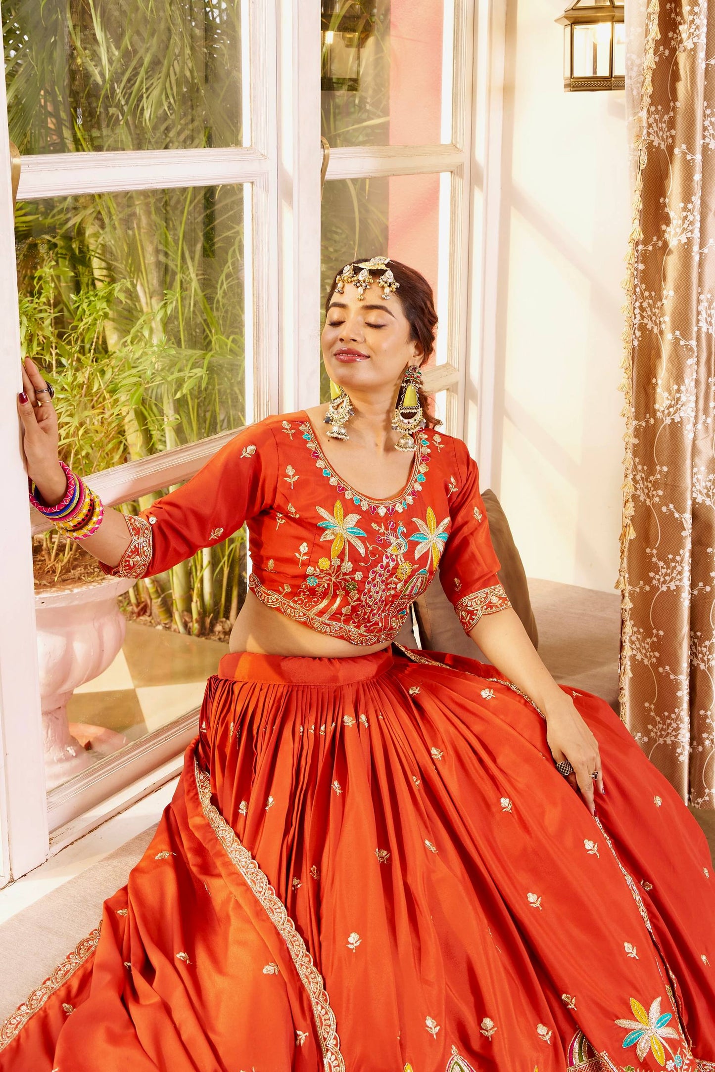 women’s wedding pure crepe silk lehenga choli set with heavy embroidery & sequence work | designer bridal lehenga with dupatta