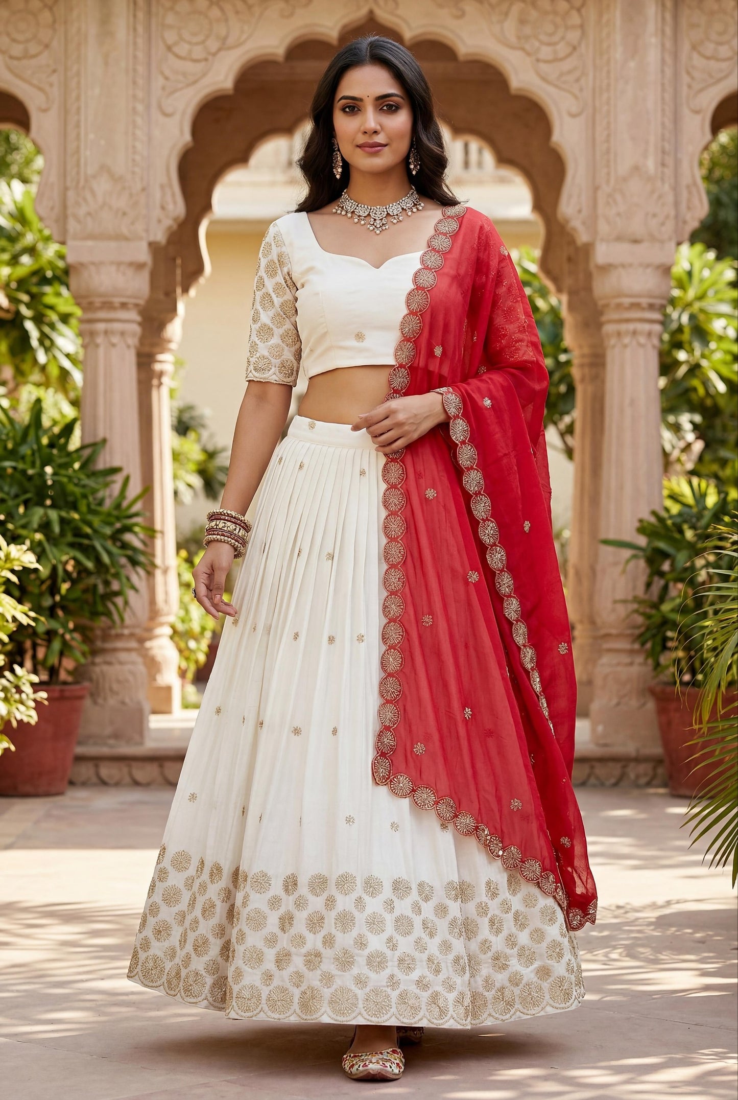 women’s festival chinon lehenga choli set with embroidered dupatta | sequence work designer lehenga for wedding & festive wear
