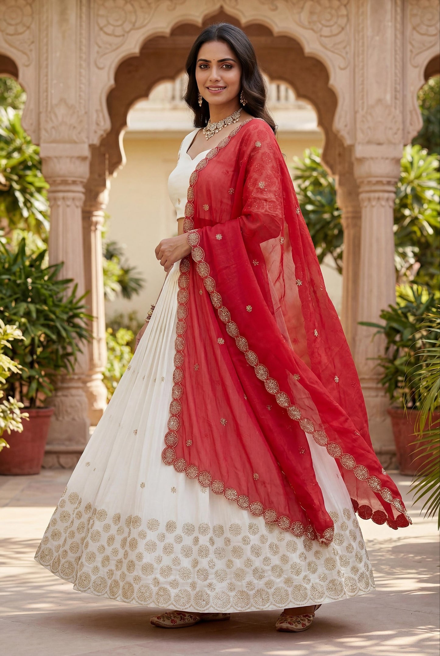 women’s festival chinon lehenga choli set with embroidered dupatta | sequence work designer lehenga for wedding & festive wear