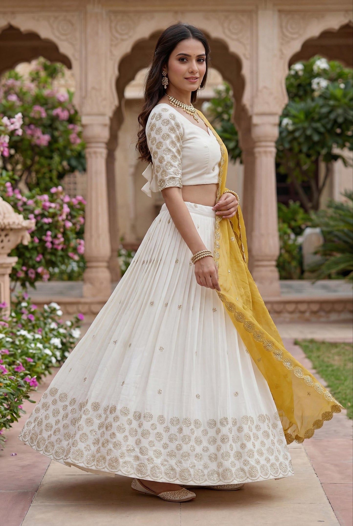 women’s festival chinon lehenga choli set with embroidered dupatta | sequence work designer lehenga for wedding & festive wear