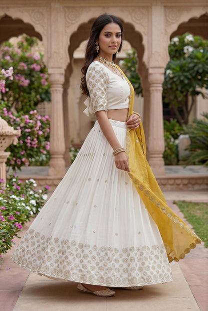 Women’s Festival Chinon Lehenga Choli Set with Embroidered Dupatta | Sequence Work Designer Lehenga for Wedding & Festive Wear