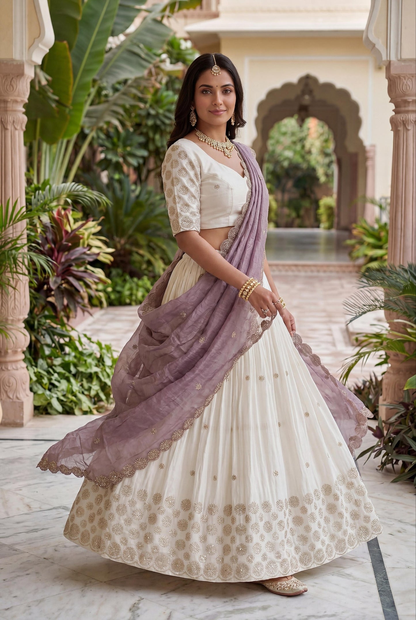women’s festival chinon lehenga choli set with embroidered dupatta | sequence work designer lehenga for wedding & festive wear