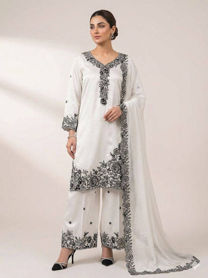 Women’s Eid Special Embroidered Suit Set with Palazzo & Organza Dupatta | Festive Ethnic Wear Set