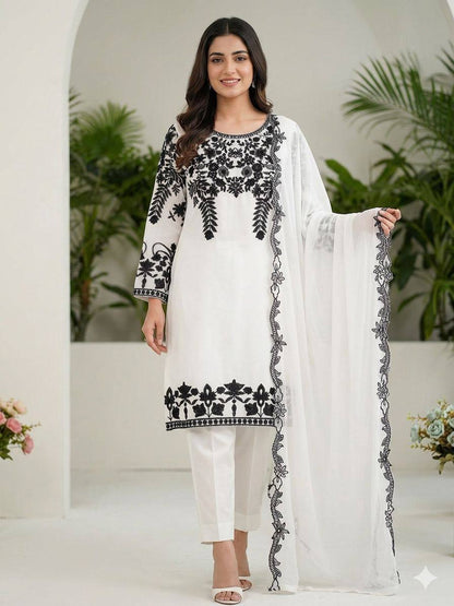 Women’s Eid Special Fox Georgette Suit Set with Embroidered Dupatta | Festive Ethnic Wear Set