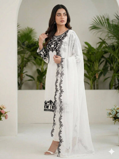Women’s Eid Special Fox Georgette Suit Set with Embroidered Dupatta | Festive Ethnic Wear Set