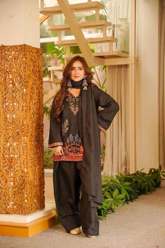 Women’s Printed Roman Fabric Suit Set with Salwar & Dupatta | Elegant Ethnic Wear for Daily & Festive Use