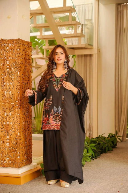 Women’s Printed Roman Fabric Suit Set with Salwar & Dupatta | Elegant Ethnic Wear for Daily & Festive Use