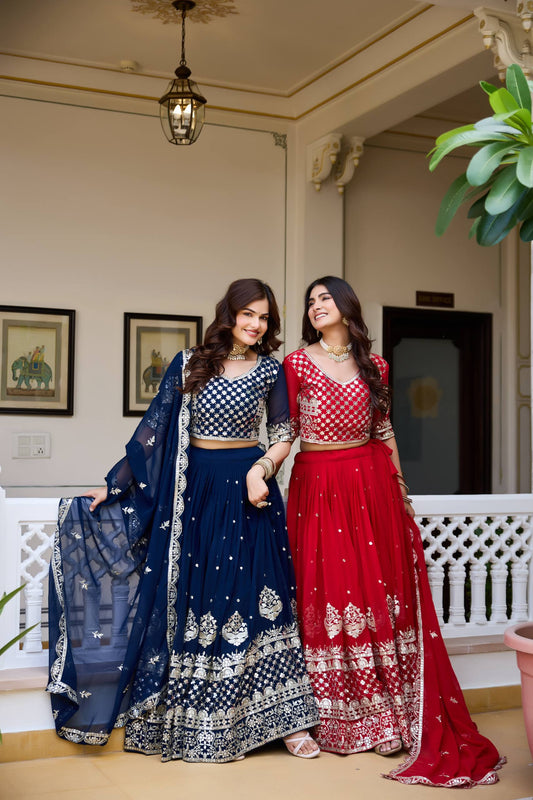 Women’s Heavy Fox Georgette Wedding Lehenga Choli with 7mm Sequence Embroidery | Designer Bridal Lehenga Set with Dupatta
