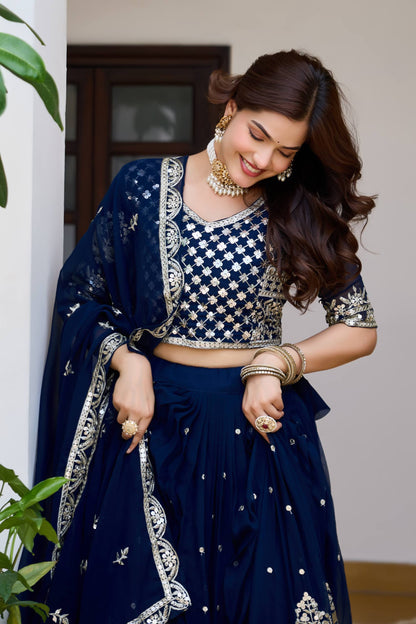 Women’s Heavy Fox Georgette Wedding Lehenga Choli with 7mm Sequence Embroidery | Designer Bridal Lehenga Set with Dupatta