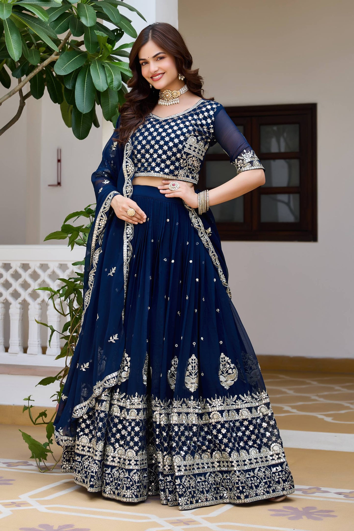 women’s heavy fox georgette wedding lehenga choli with 7mm sequence embroidery | designer bridal lehenga set with dupatta