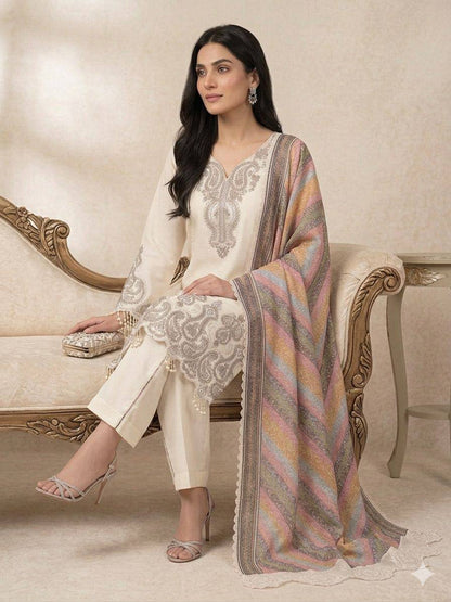 Women’s Wedding Wear Star Georgette Suit Set with Embroidered Dupatta | Sequence Work Top Palazzo Set