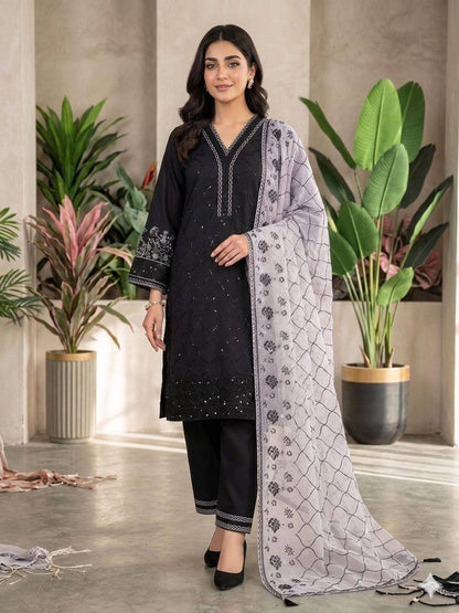 Women’s Roman Fabric Top Palazzo Set with Embroidered Organza Dupatta | Sequence Work Wedding & Festive Wear Suit Set