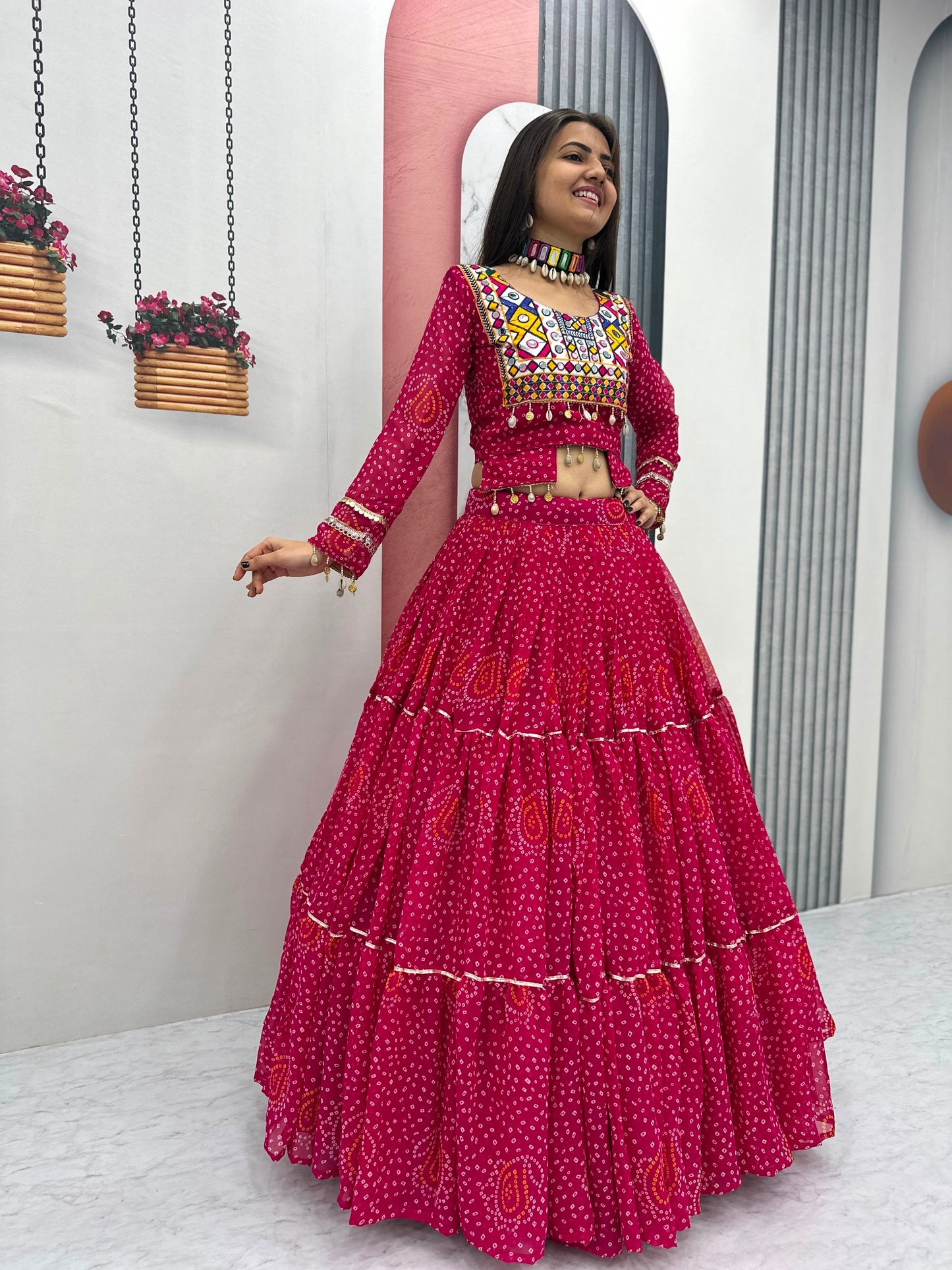 women’s navratri special pure fox georgette lehenga choli | 9 meter flair designer garba & festival wear