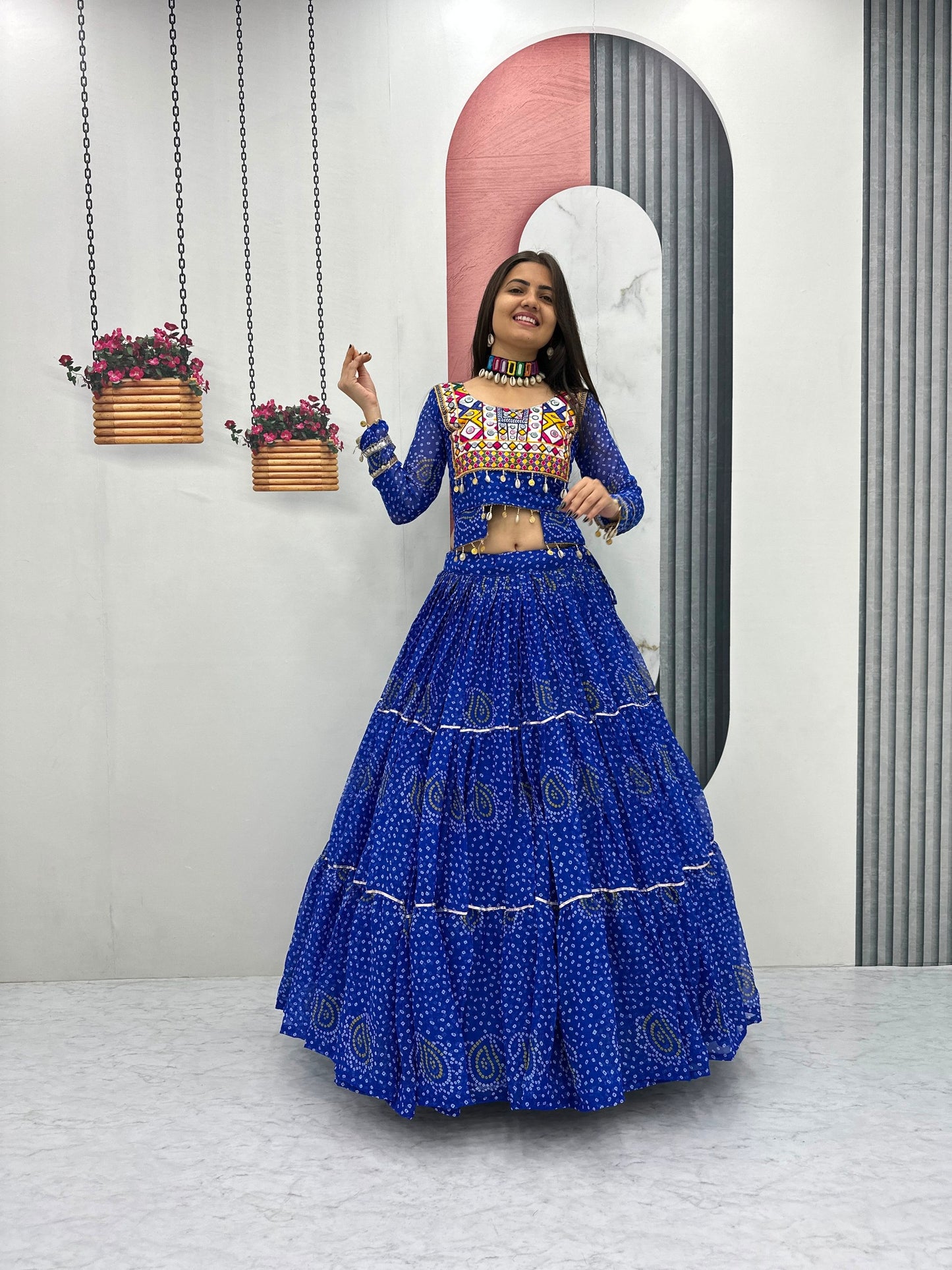 women’s navratri special pure fox georgette lehenga choli | 9 meter flair designer garba & festival wear