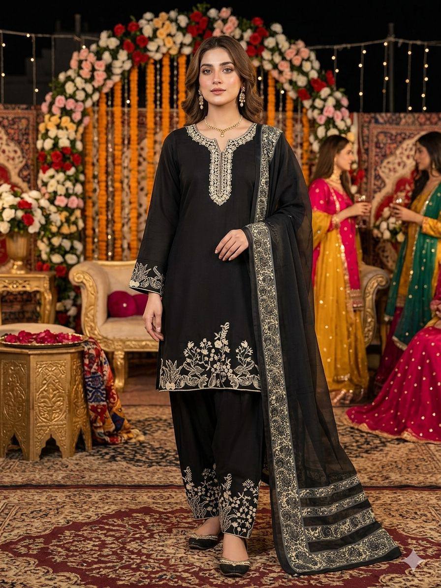 women’s rayon kurta palazzo set with real mirror embroidery & cotton dupatta | designer ethnic suit set