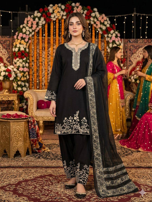 Women’s Rayon Kurta Palazzo Set with Real Mirror Embroidery & Cotton Dupatta | Designer Ethnic Suit Set