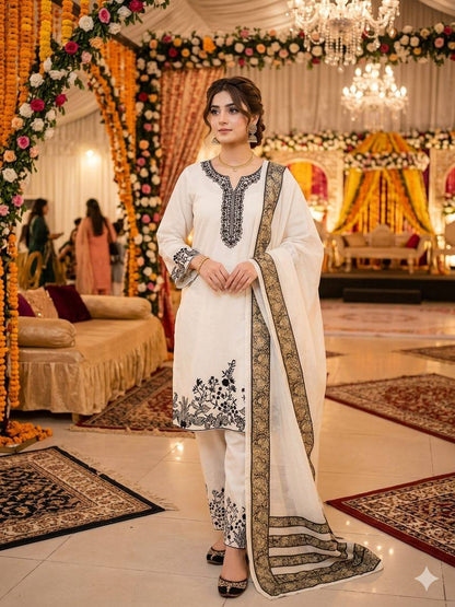 Women’s Rayon Kurta Palazzo Set with Real Mirror Embroidery & Cotton Dupatta | Designer Ethnic Suit Set