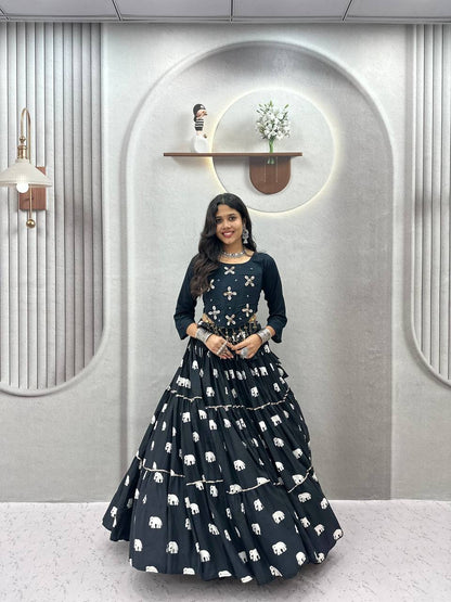 Women’s Navratri Special Pure Cotton Lehenga Choli with Hand Kodi Work | 9 Meter Flair Traditional Garba Outfit