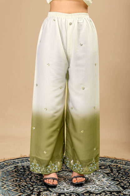 Women’s 3 Piece Star Georgette Kurti Palazzo Dupatta Set | Heavy Beads & Cut Dana Embroidery Work