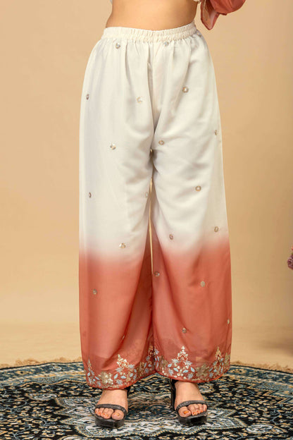 Women’s 3 Piece Star Georgette Kurti Palazzo Dupatta Set | Heavy Beads & Cut Dana Embroidery Work