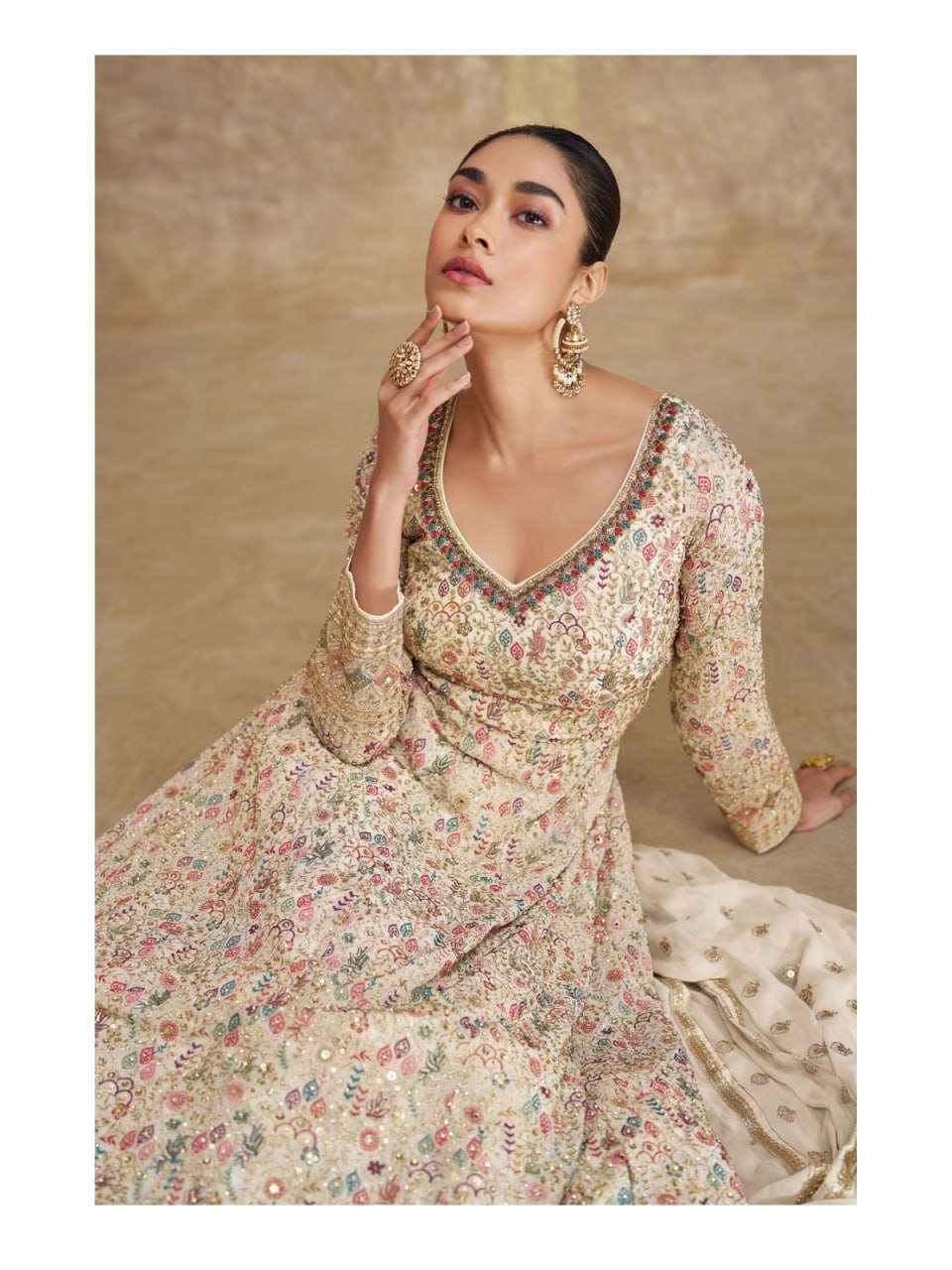 women’s heavy salsa fabric kurti palazzo dupatta set | coding & sequence work designer ethnic suit fashion kreza