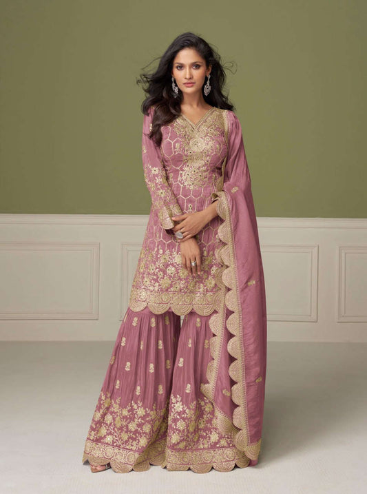 Women’s Heavy Salsa Fabric Kurti Palazzo Dupatta Set | Coding & Sequence Work Designer Ethnic Suit Fashion Kreza