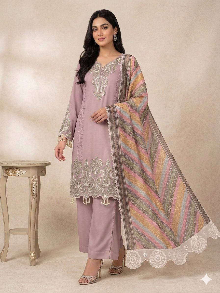 women’s star georgette embroidered kurti palazzo dupatta set | sequence work party wear suit fashion kreza