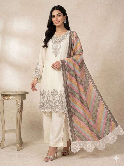 Women’s Star Georgette Embroidered Kurti Palazzo Dupatta Set | Sequence Work Party Wear Suit Fashion Kreza