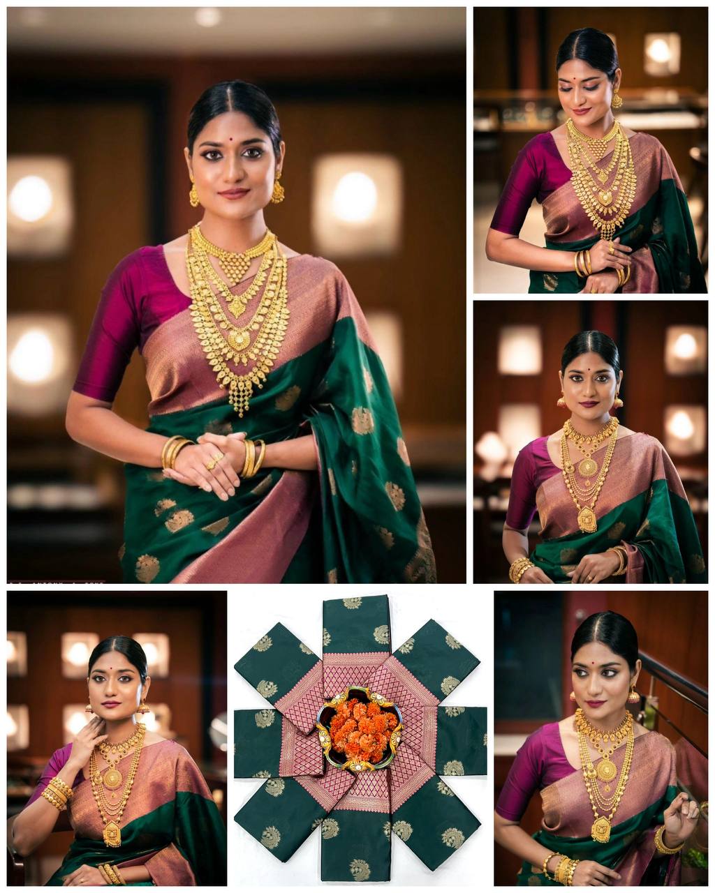 women’s soft lichi silk saree with rich pallu & all over jacquard work | festive traditional saree