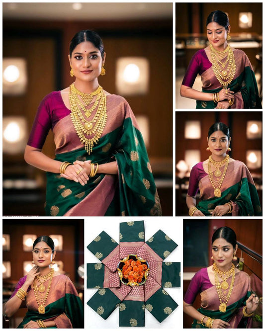 Women’s Soft Lichi Silk Saree with Rich Pallu & All Over Jacquard Work | Festive Traditional Saree