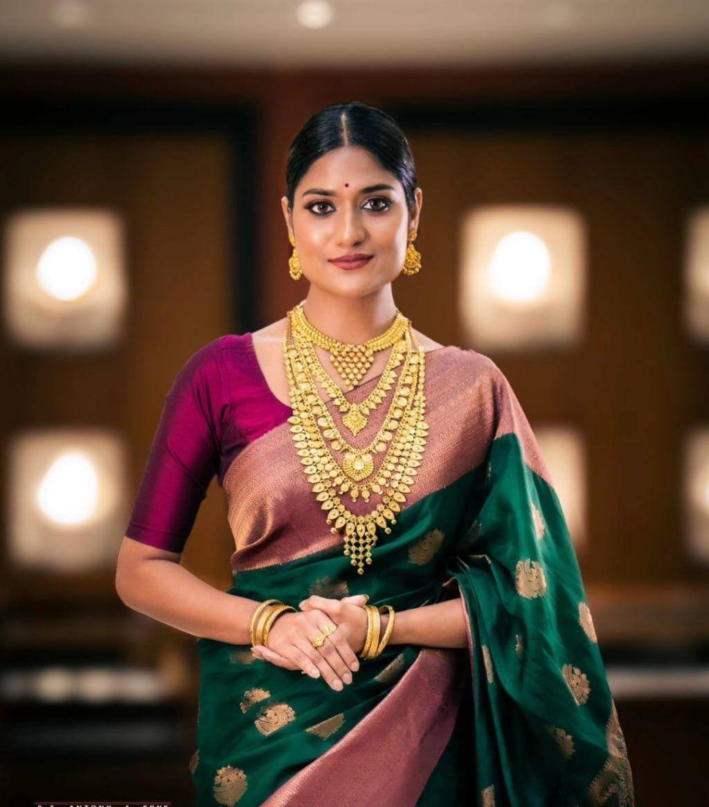 women’s soft lichi silk saree with rich pallu & all over jacquard work | festive traditional saree