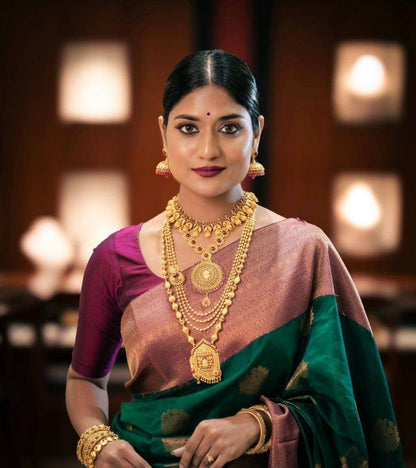 Women’s Soft Lichi Silk Saree with Rich Pallu & All Over Jacquard Work | Festive Traditional Saree