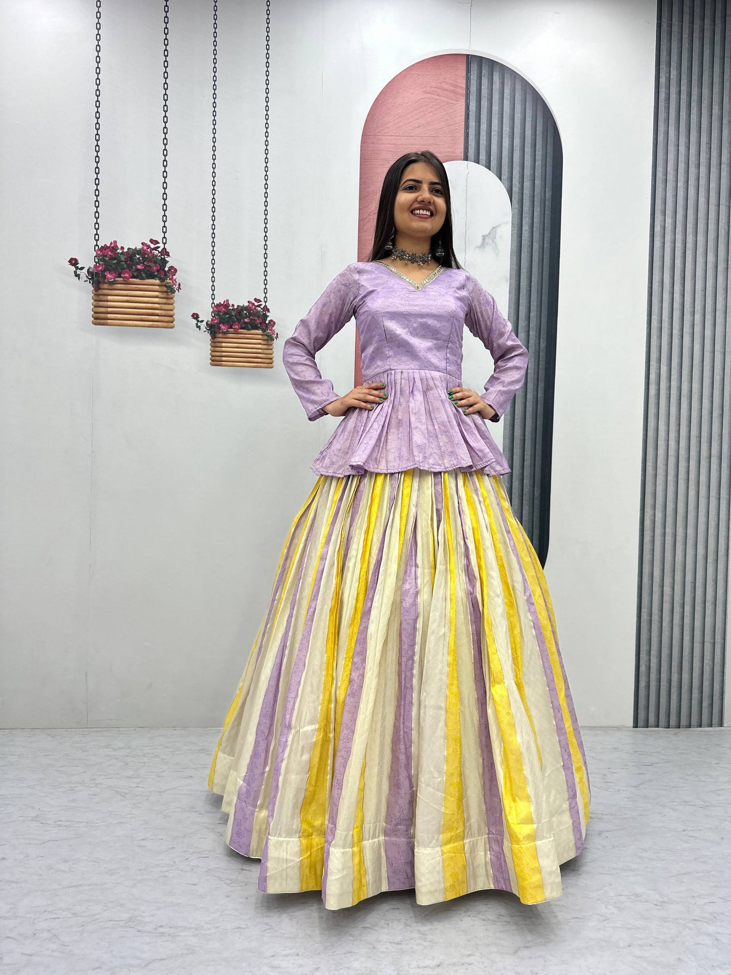 women’s festival special jacquard silk lehenga choli | fully stitched designer ethnic wear with 3.5 meter flair