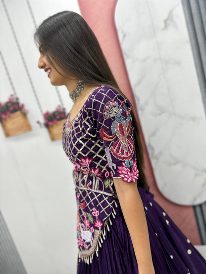 Women’s Wedding Wear Vichitra Silk Lehenga Choli with Dupatta | Embroidered Thread & Sequence Work Designer Lehenga Set