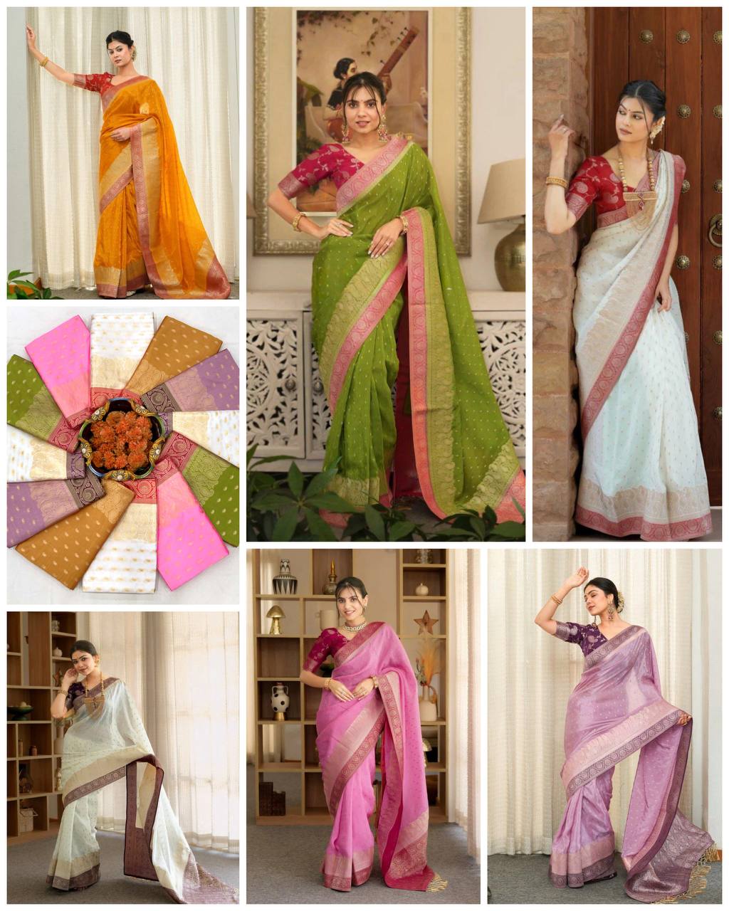 women’s soft lichi silk saree with rich pallu & all over jacquard work | festive traditional saree collection