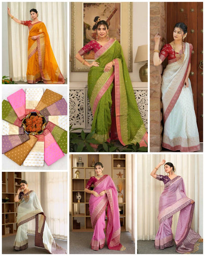 Women’s Soft Lichi Silk Saree with Rich Pallu & All Over Jacquard Work | Festive Traditional Saree Collection
