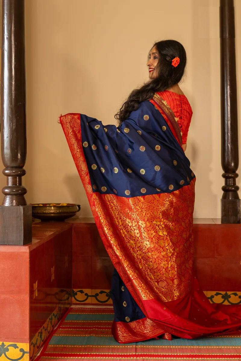 women’s soft lichi silk saree with rich pallu & all over jacquard work | traditional festive saree collection