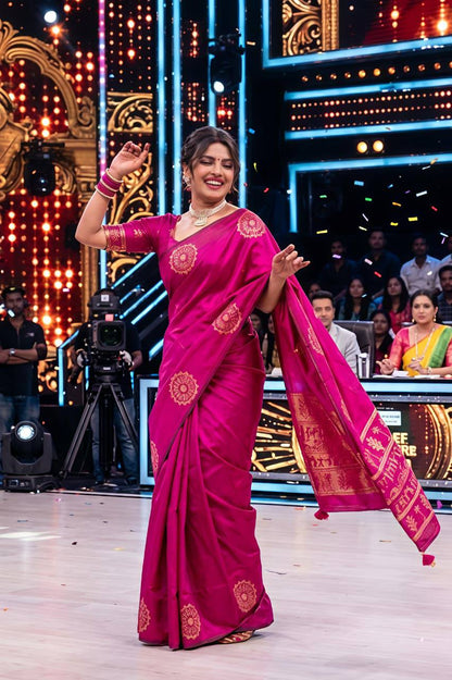 Women’s Soft Lichi Silk Saree with Rich Pallu & Jacquard Work | Traditional Festive Silk Saree Collection