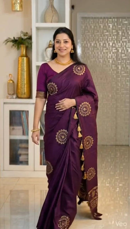 Women’s Soft Lichi Silk Saree with Rich Pallu & Jacquard Work | Traditional Festive Silk Saree Collection