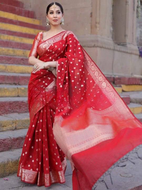 women’s soft lichi silk saree with rich pallu & jacquard weaving work | traditional festive silk saree collection