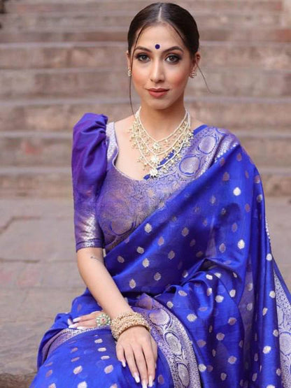 Women’s Soft Lichi Silk Saree with Rich Pallu & Jacquard Weaving Work | Traditional Festive Silk Saree Collection