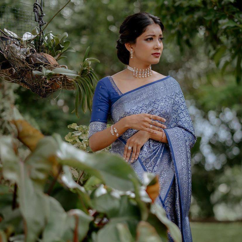 women’s soft lichi silk saree with rich pallu & all over jacquard work | wedding & festive wear saree with blouse piece
