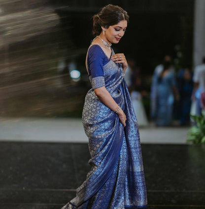 Women’s Soft Lichi Silk Saree with Rich Pallu & All Over Jacquard Work | Wedding & Festive Wear Saree with Blouse Piece