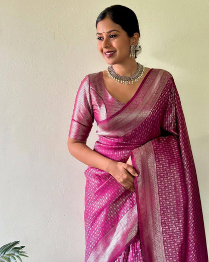 Women’s Soft Lichi Silk Saree with Rich Pallu & Jacquard Weaving | Heavy Brocade Blouse Festive Saree