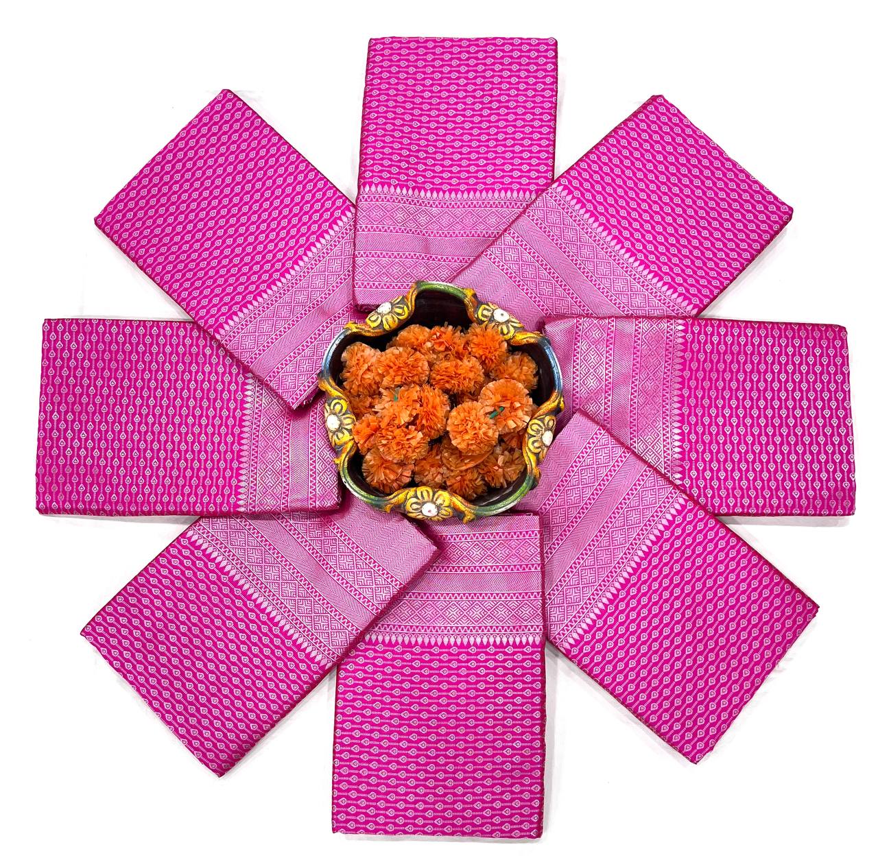 women’s soft lichi silk saree with rich pallu & jacquard weaving | heavy brocade blouse festive saree