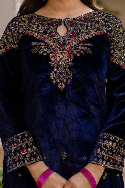 VELVET KURTI, DUPATTA & PENT